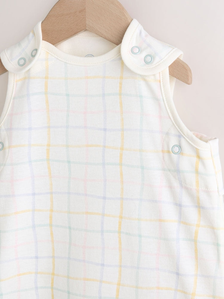 Neutral Pastel Grid 0.5 Tog Sleeveless Baby Sleep Bag