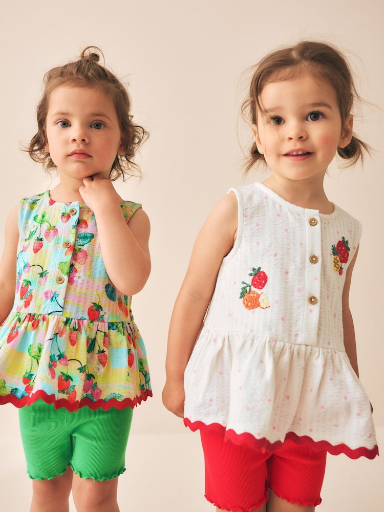 Red/Green Strawberry Vest and Shorts Set 2 Pack (3mths-7yrs)