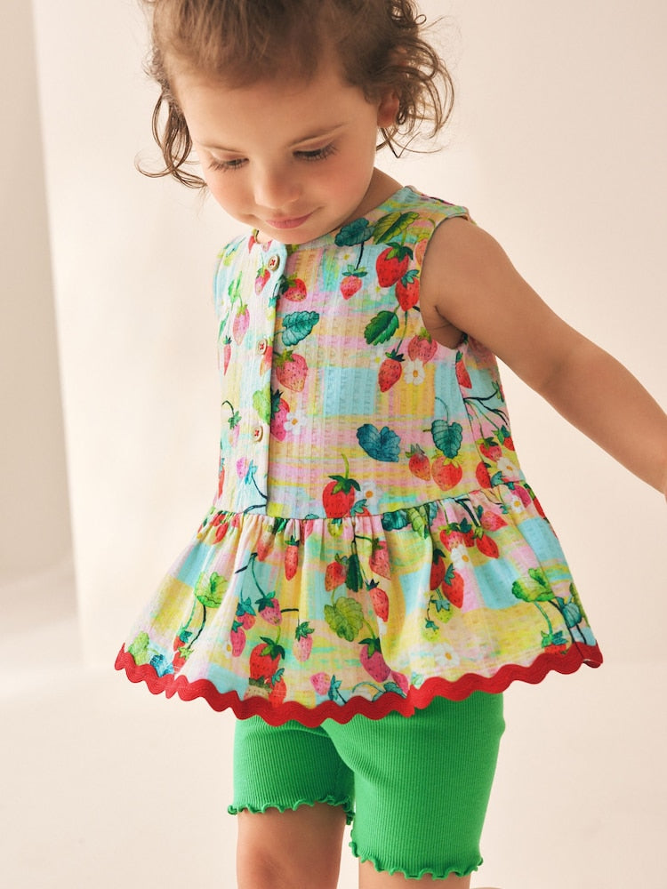 Red/Green Strawberry Vest and Shorts Set 2 Pack (3mths-7yrs)