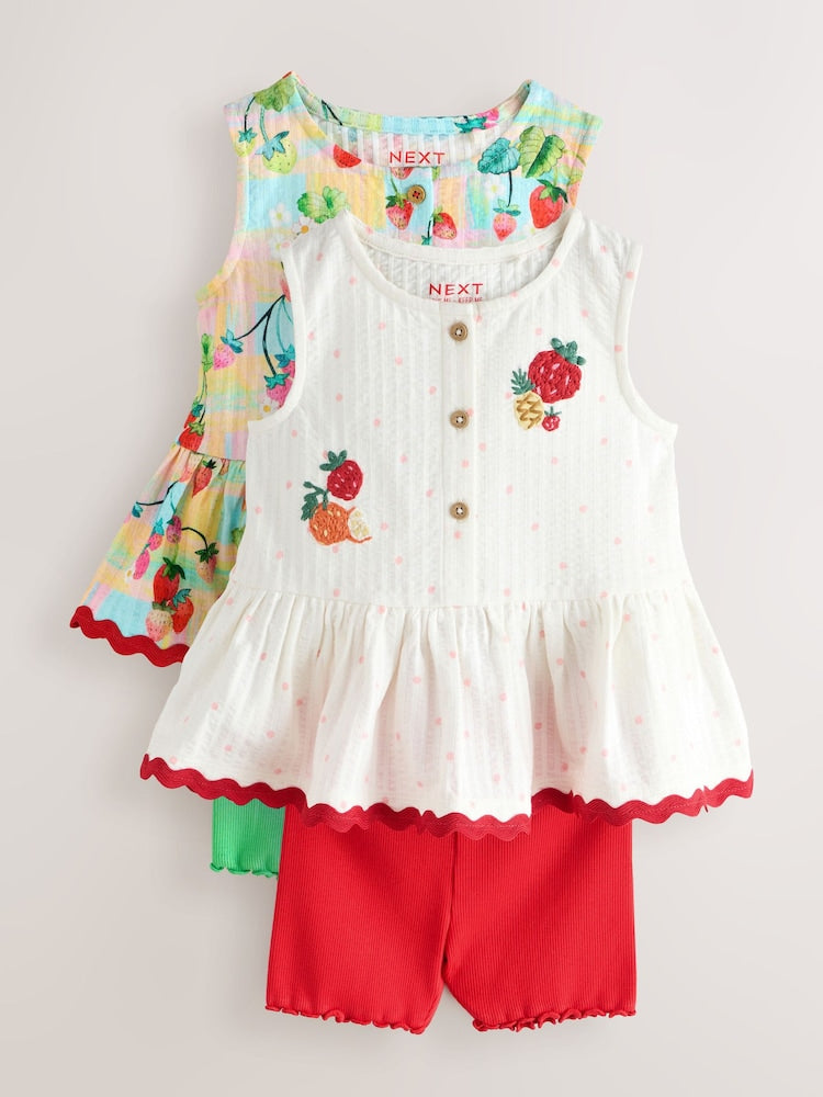 Red/Green Strawberry Vest and Shorts Set 2 Pack (3mths-7yrs)
