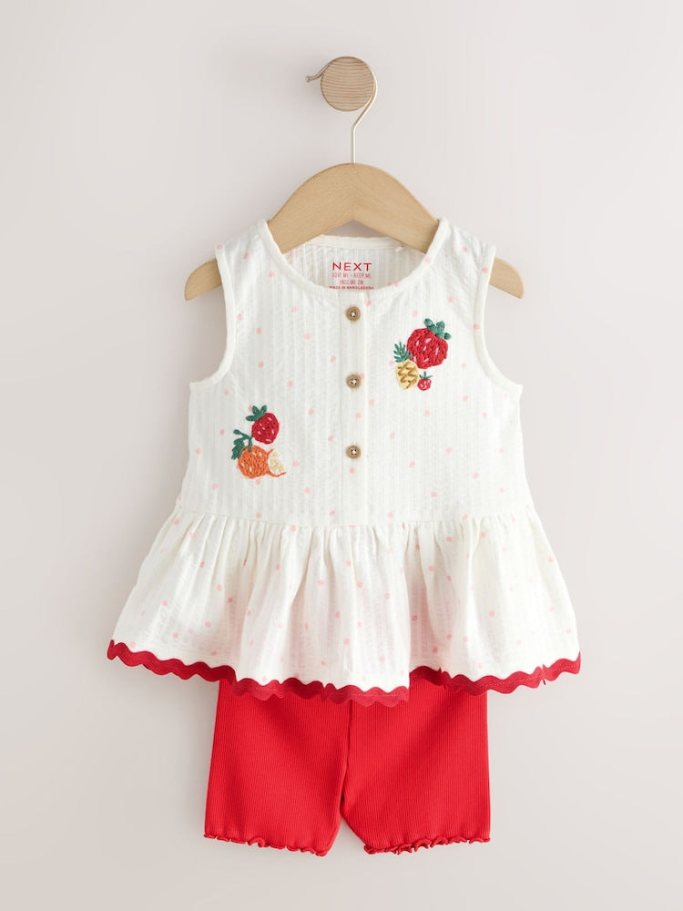 Red/Green Strawberry Vest and Shorts Set 2 Pack (3mths-7yrs)