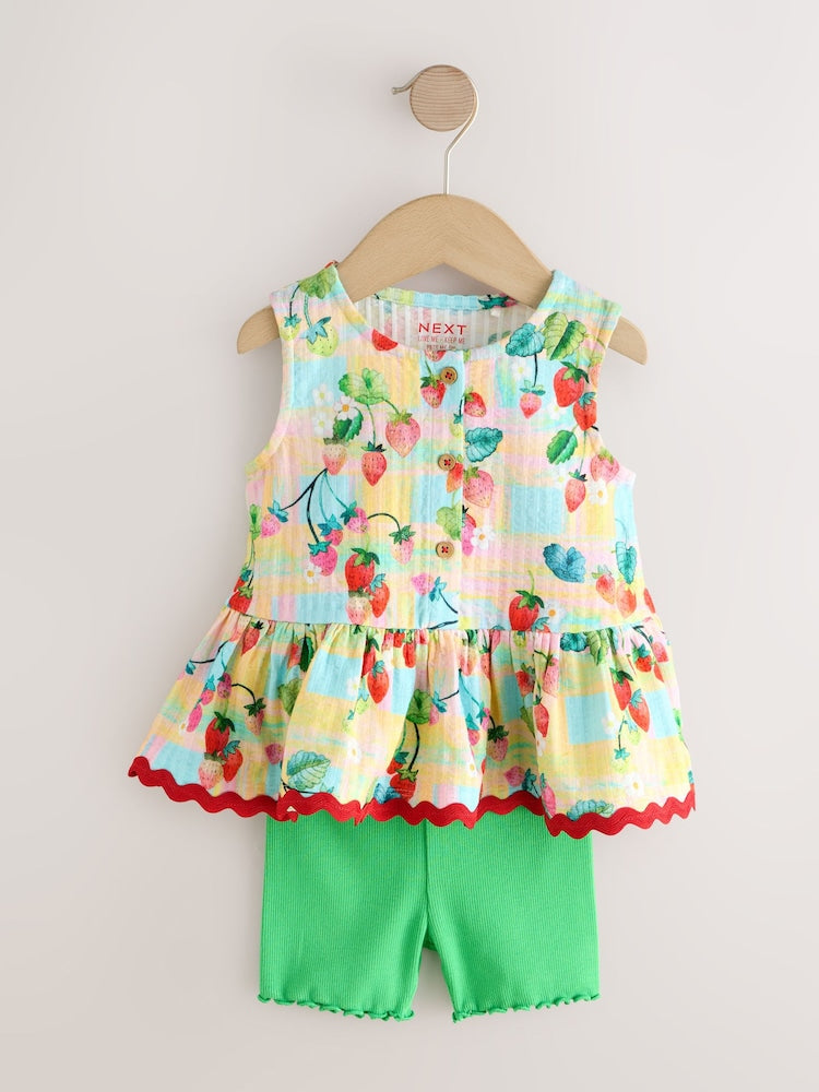 Red/Green Strawberry Vest and Shorts Set 2 Pack (3mths-7yrs)