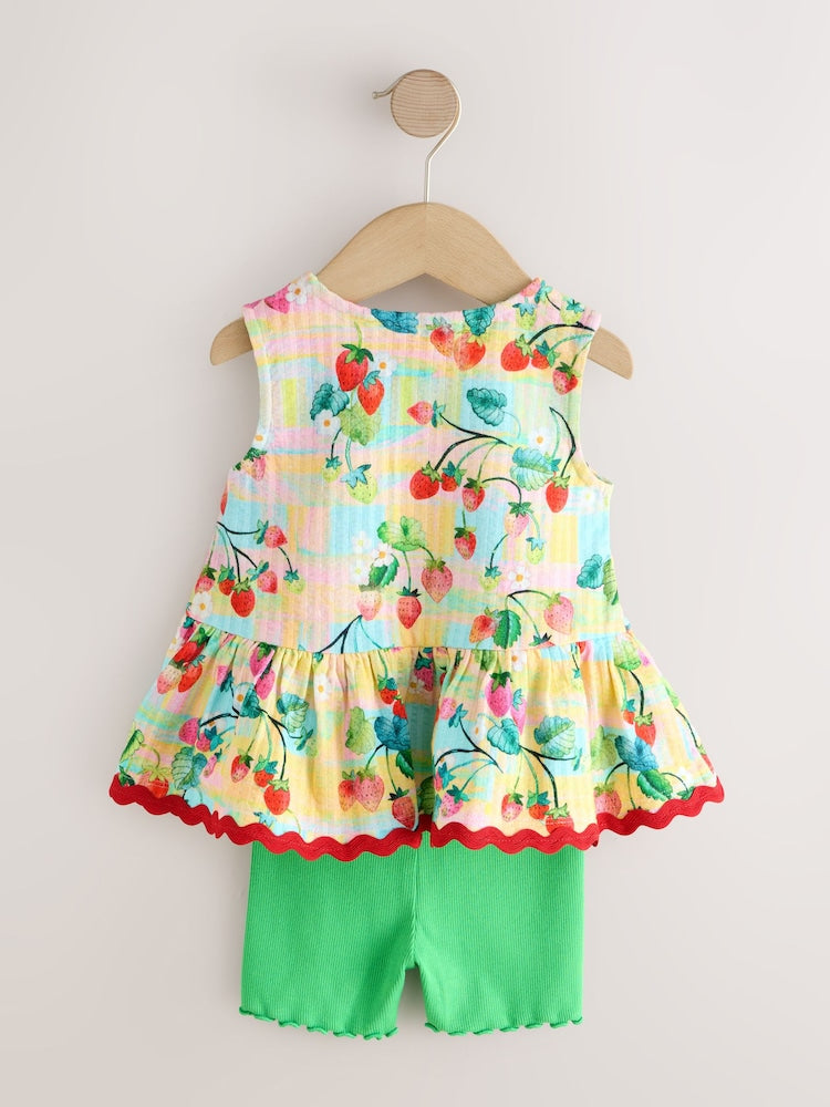 Red/Green Strawberry Vest and Shorts Set 2 Pack (3mths-7yrs)