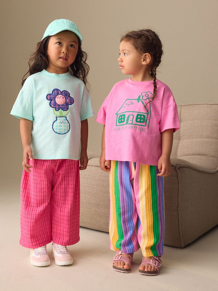 Pink Rainbow Top & Trousers Set 2 Pack (3mths-7yrs)