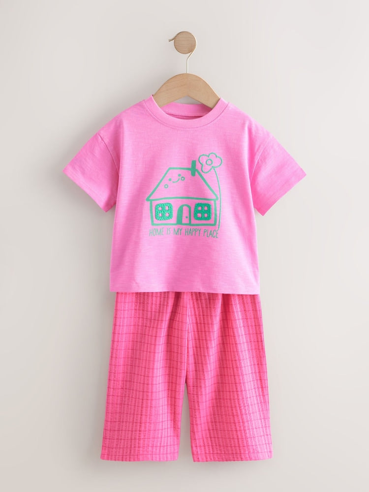 Pink Rainbow Top & Trousers Set 2 Pack (3mths-7yrs)