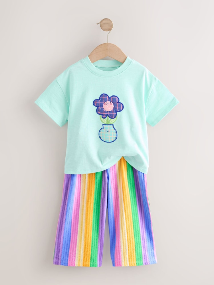 Pink Rainbow Top & Trousers Set 2 Pack (3mths-7yrs)
