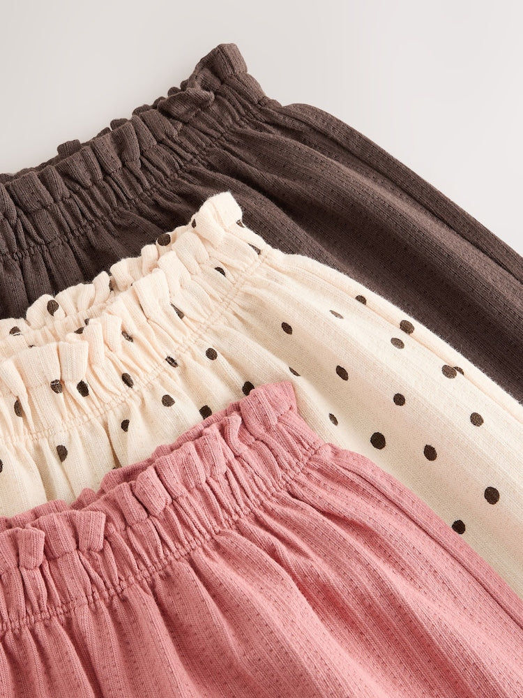 Neutral Wide Leg Trousers 3 Pack (3mths-7yrs) - Size 3-6 Months (62-68cm)
