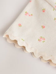 Ecru White Ditsy Floral Short Sleeve Ric Rac Trim T-Shirt (3mths-7yrs) - Size 3-6 Months (62-68cm)
