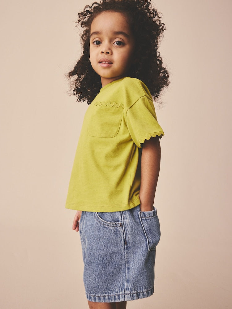 Green Short Sleeve Ric Rac Trim T-Shirt (3mths-7yrs)