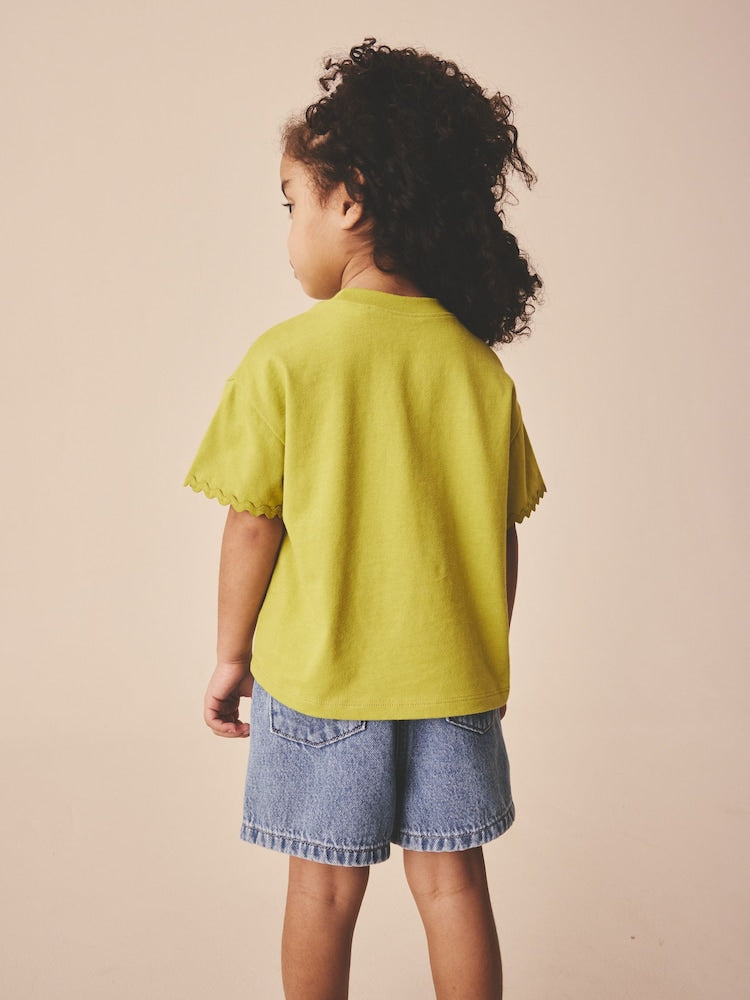Green Short Sleeve Ric Rac Trim T-Shirt (3mths-7yrs)