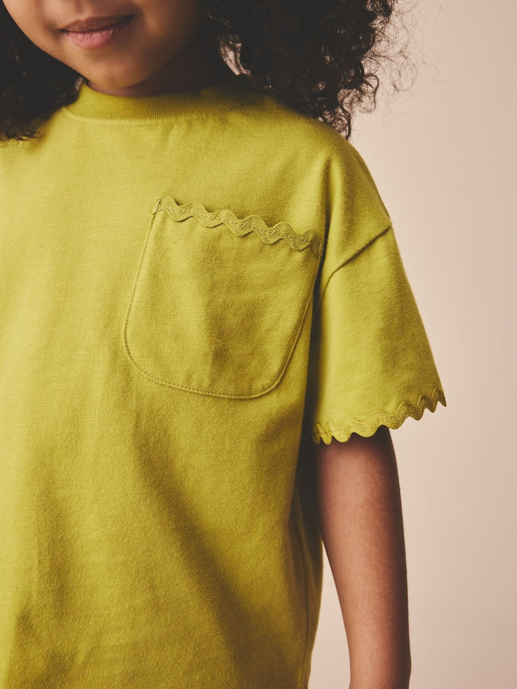 Green Short Sleeve Ric Rac Trim T-Shirt (3mths-7yrs)
