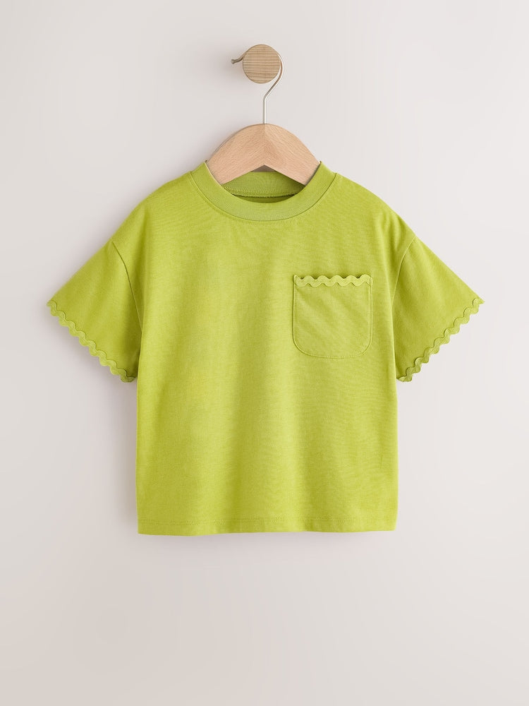 Green Short Sleeve Ric Rac Trim T-Shirt (3mths-7yrs)