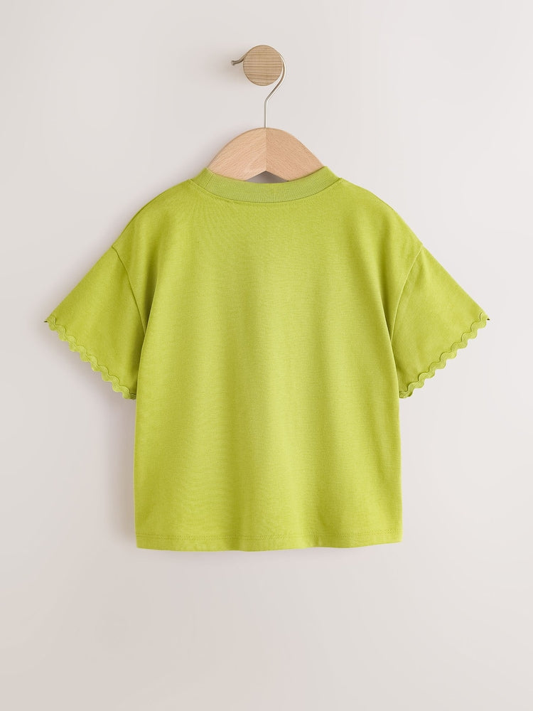 Green Short Sleeve Ric Rac Trim T-Shirt (3mths-7yrs)