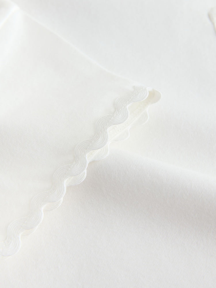 Ecru White Short Sleeve Ric Rac Trim T-Shirt (3mths-7yrs)