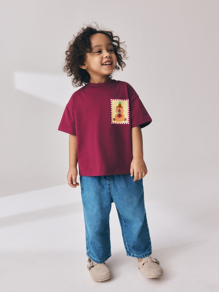 Burgundy Capybara Short Sleeve T-Shirt (3mths-7yrs)