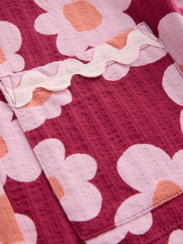 Pink/Plum Stampy Flower Short Sleeve Button Shirt and Shorts Set (3mths-7yrs)