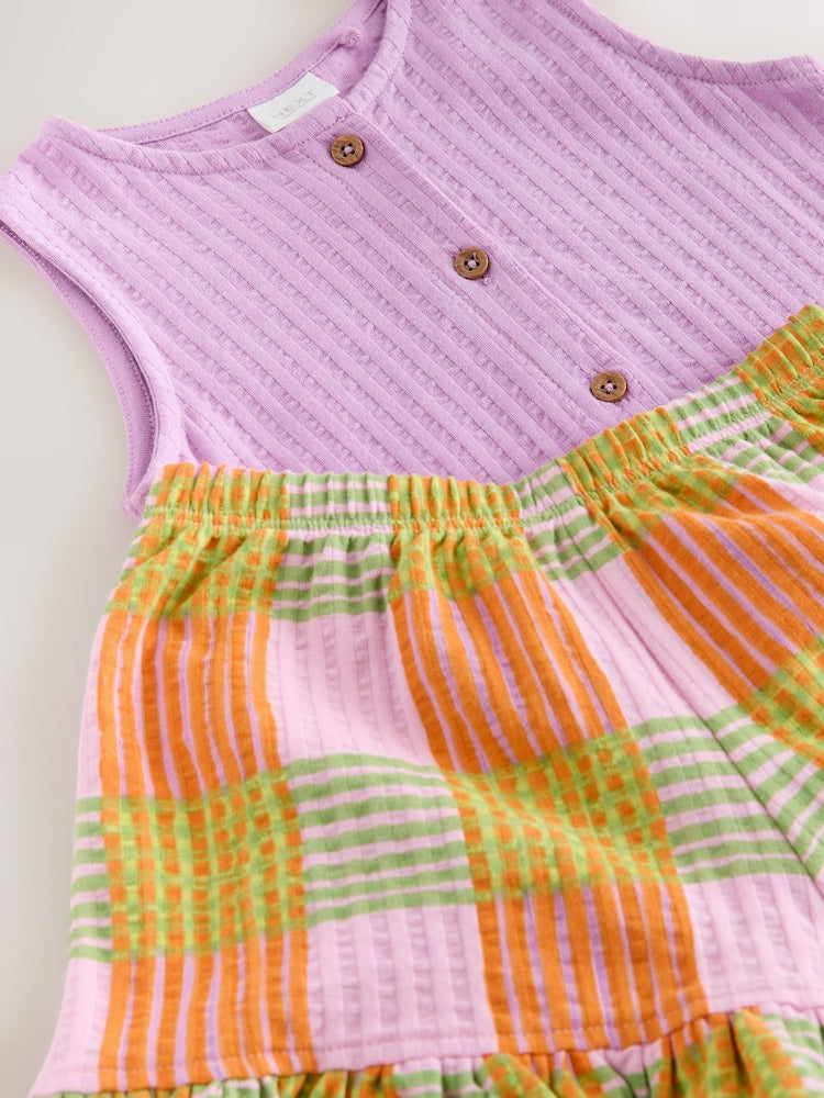 Lilac Purple Check Peplum Vest and Shorts Set (3mths-7yrs)