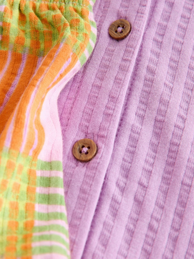 Lilac Purple Check Peplum Vest and Shorts Set (3mths-7yrs)