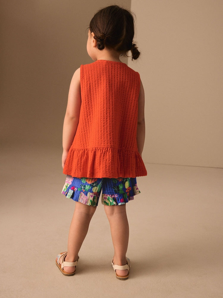 Red Peplum Vest and Shorts Set (3mths-7yrs)