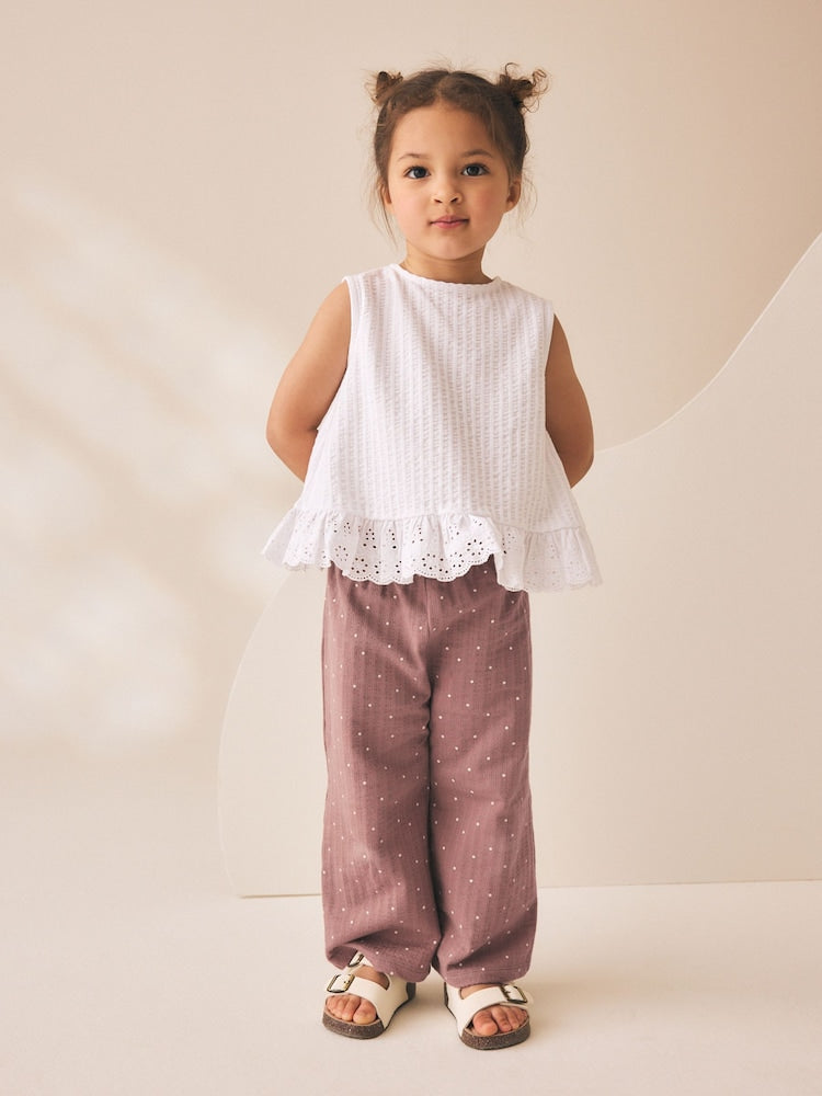 Brown Spot Wide Leg Trousers (3mths-7yrs)