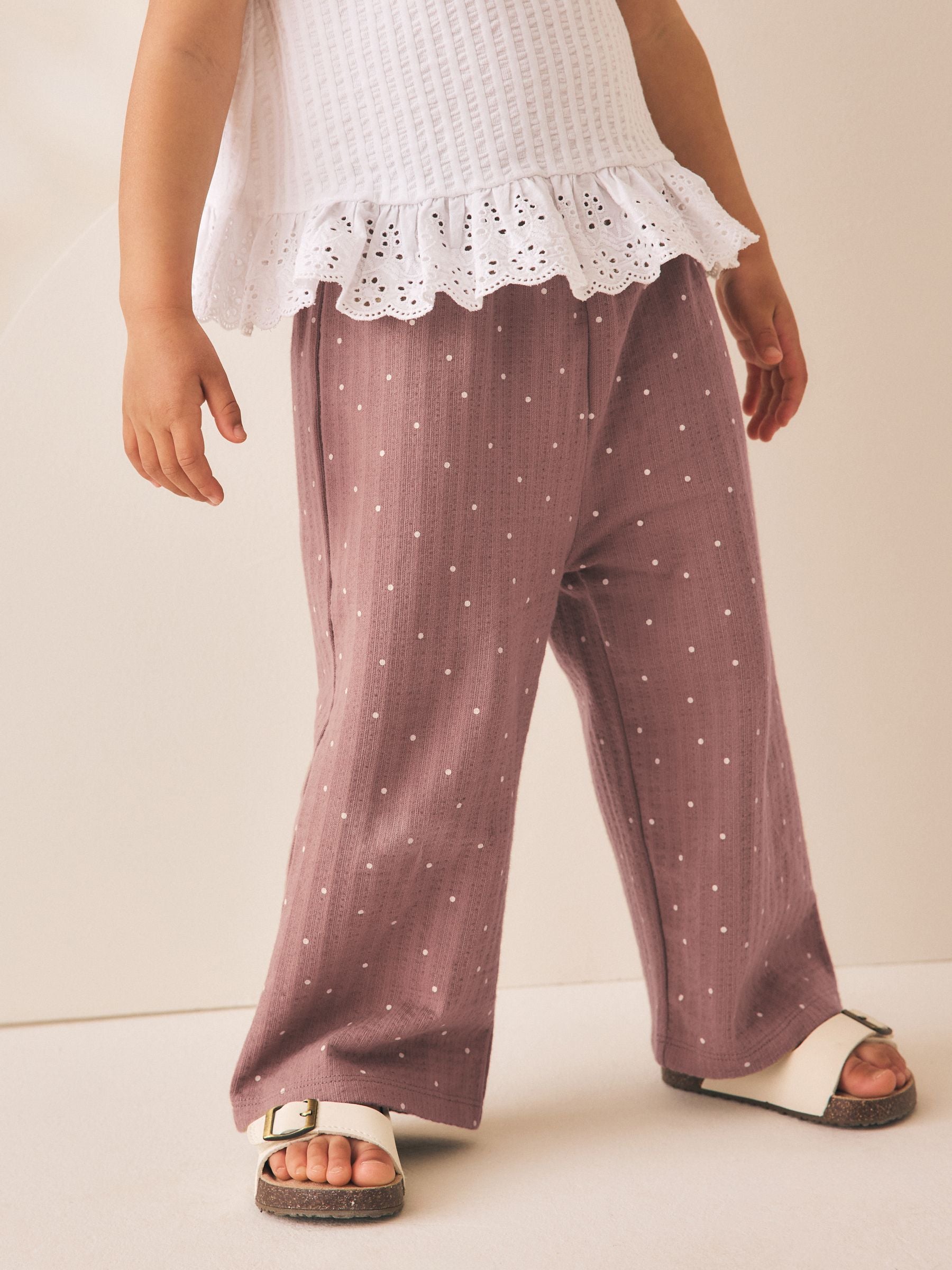Brown Spot Wide Leg Trousers (3mths-7yrs) - Size 3-6 Months (62-68cm)
