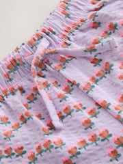 Purple Ditsy Floral Textured Wide Leg Trousers (3mths-7yrs)