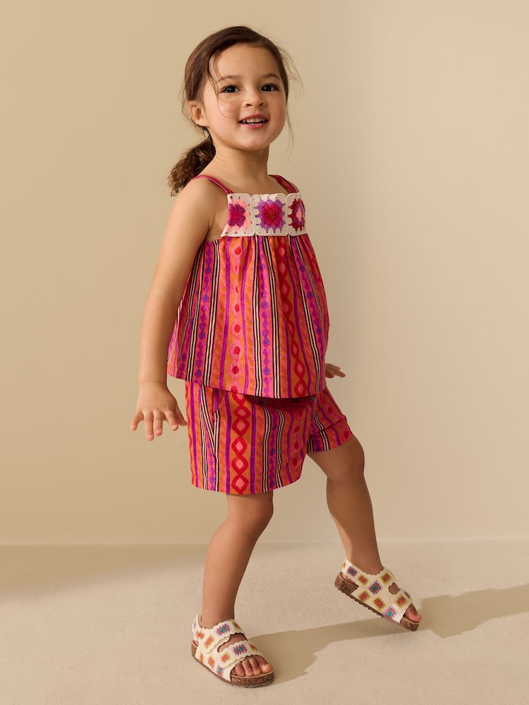 Multi Stripe Crochet Top And Short Set (3mths-7yrs)