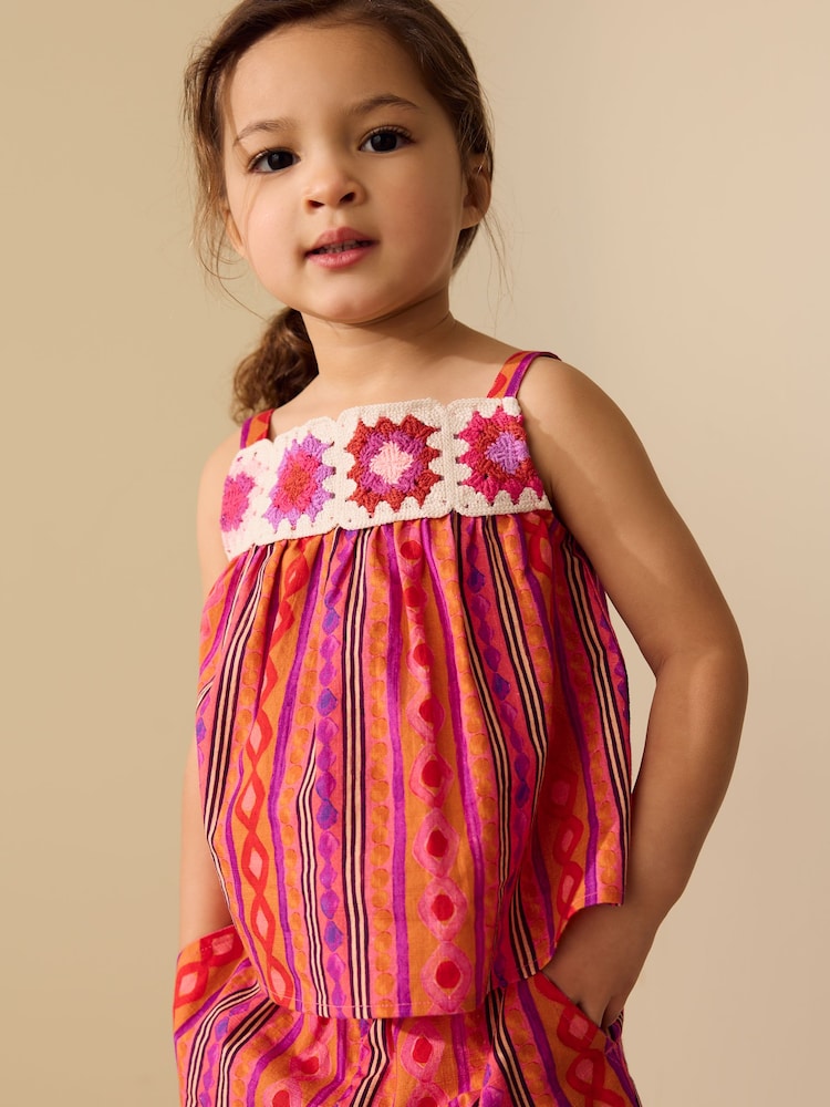 Multi Stripe Crochet Top And Short Set (3mths-7yrs)