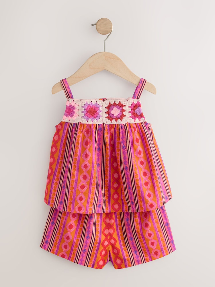Multi Stripe Crochet Top And Short Set (3mths-7yrs)