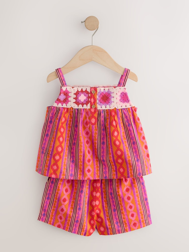 Multi Stripe Crochet Top And Short Set (3mths-7yrs)
