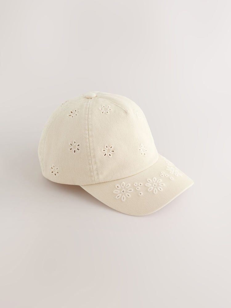 Cream Lacer Cut Embroidery Cap (1-16yrs)