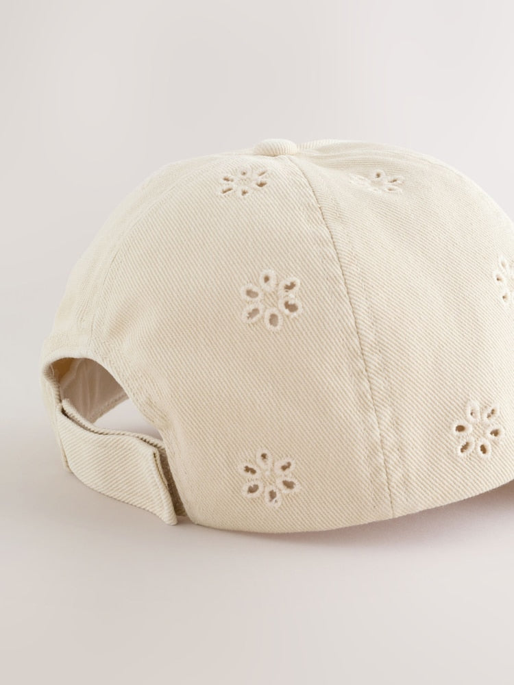 Cream Lacer Cut Embroidery Cap (1-16yrs)