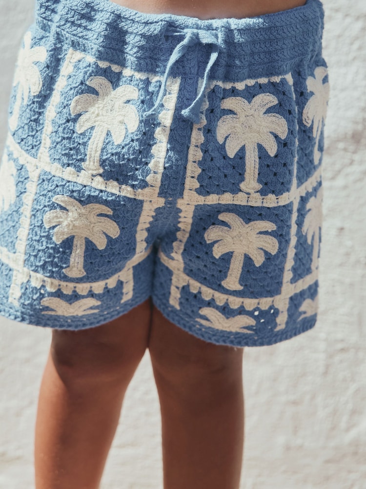 Bright Blue Crochet Palm Tree Set (12mths-7yrs)