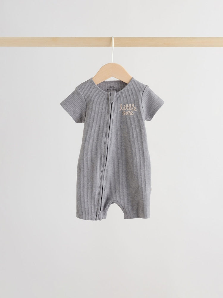 Beige Two Way Zip Baby Rompers 3 Pack (0mths-3yrs)