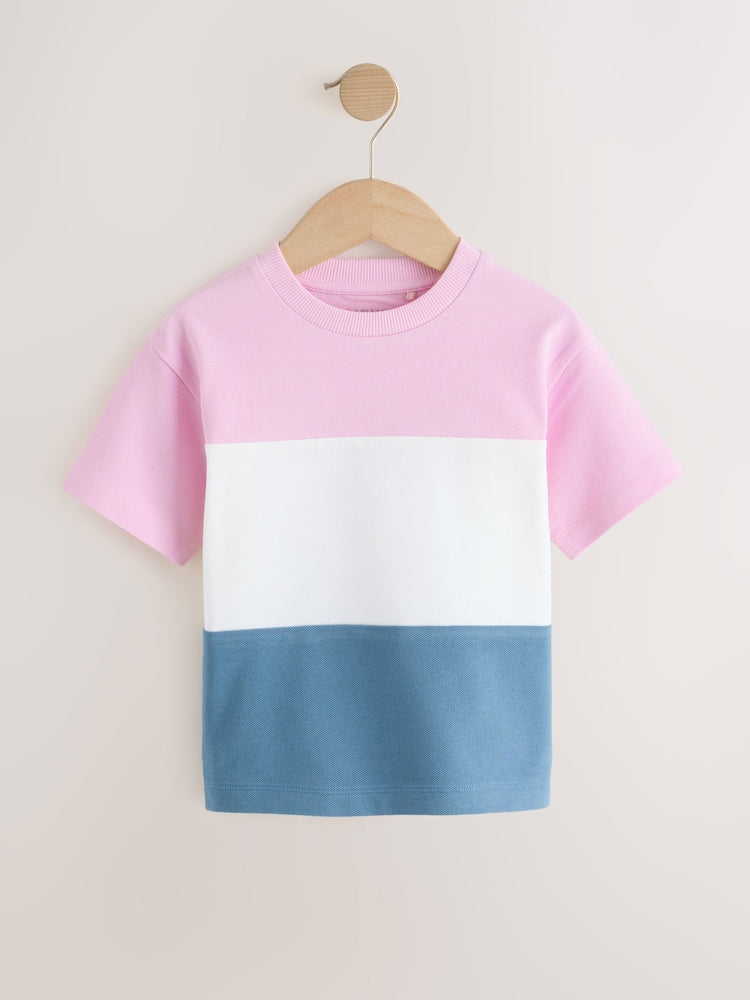 Pink/White/Blue Short Sleeve Colourblock T-Shirt (3mths-7yrs) (3mths-7yrs)