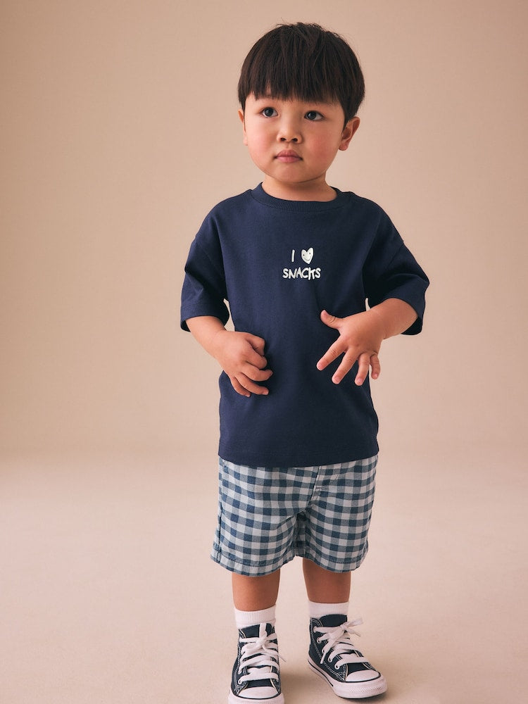 Navy Blue I love snacks Slogan
