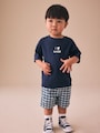 Navy Blue I love snacks Slogan Short Sleeve Small Graphic T-Shirt (3mths-8yrs) - Size 3-6 Months (62-68cm)