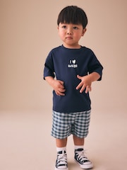 Navy Blue I love snacks Slogan Short Sleeve Small Graphic T-Shirt (3mths-8yrs) - Size 3-6 Months (62-68cm)