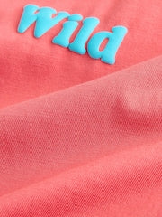 Coral Pink Wild Slogan Short Sleeve Small Graphic T-Shirt (3mths-8yrs) - Size 3-6 Months (62-68cm)