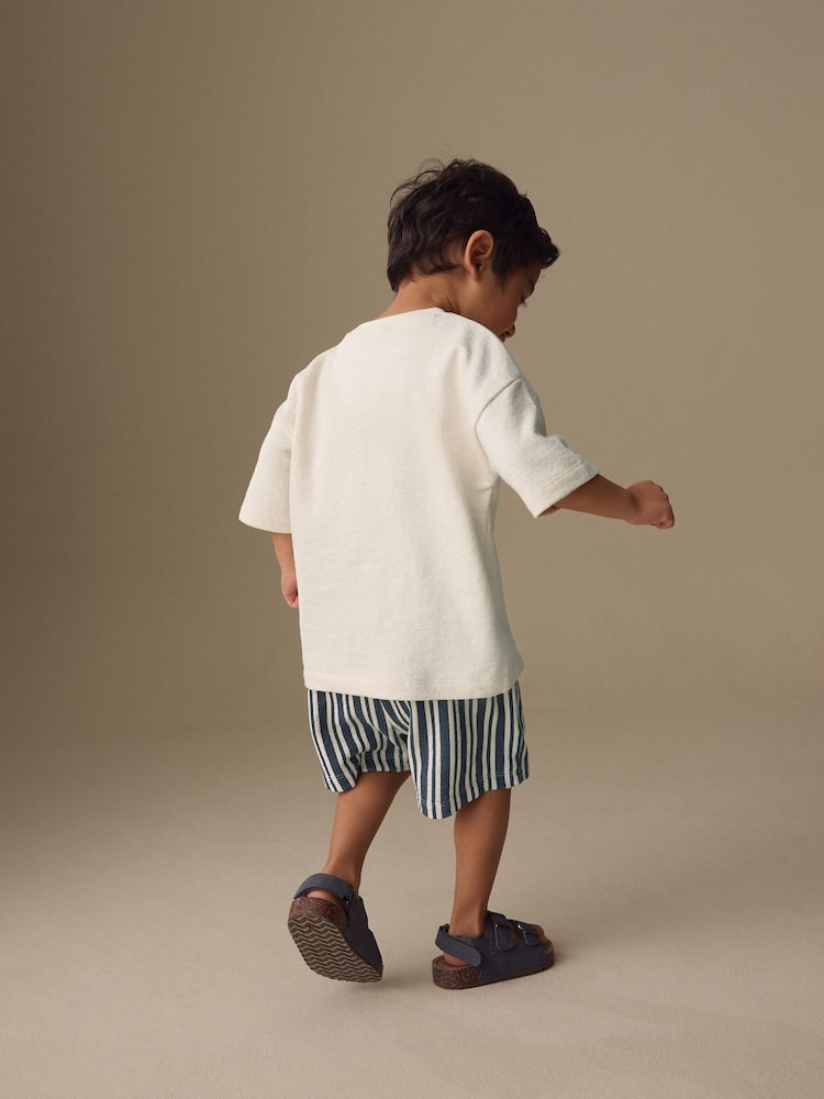 Ecru Textured Short Sleeve T-Shirt and Shorts Set (3mths-7yrs)