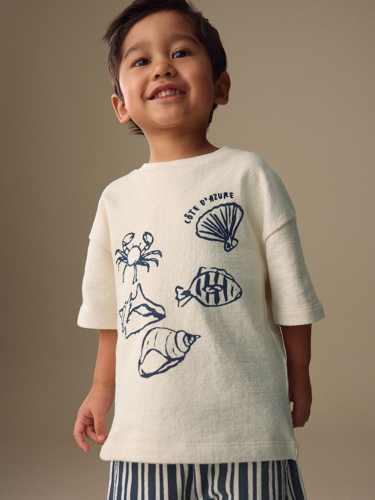 Ecru Textured Short Sleeve T-Shirt and Shorts Set (3mths-7yrs)