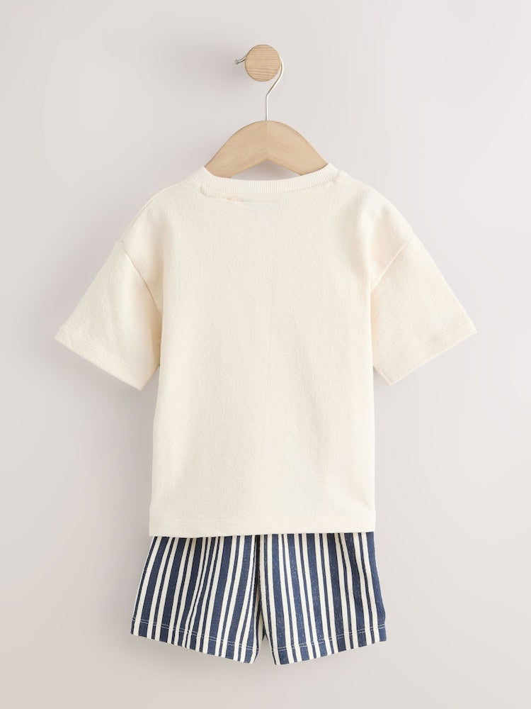 Ecru Textured Short Sleeve T-Shirt and Shorts Set (3mths-7yrs)