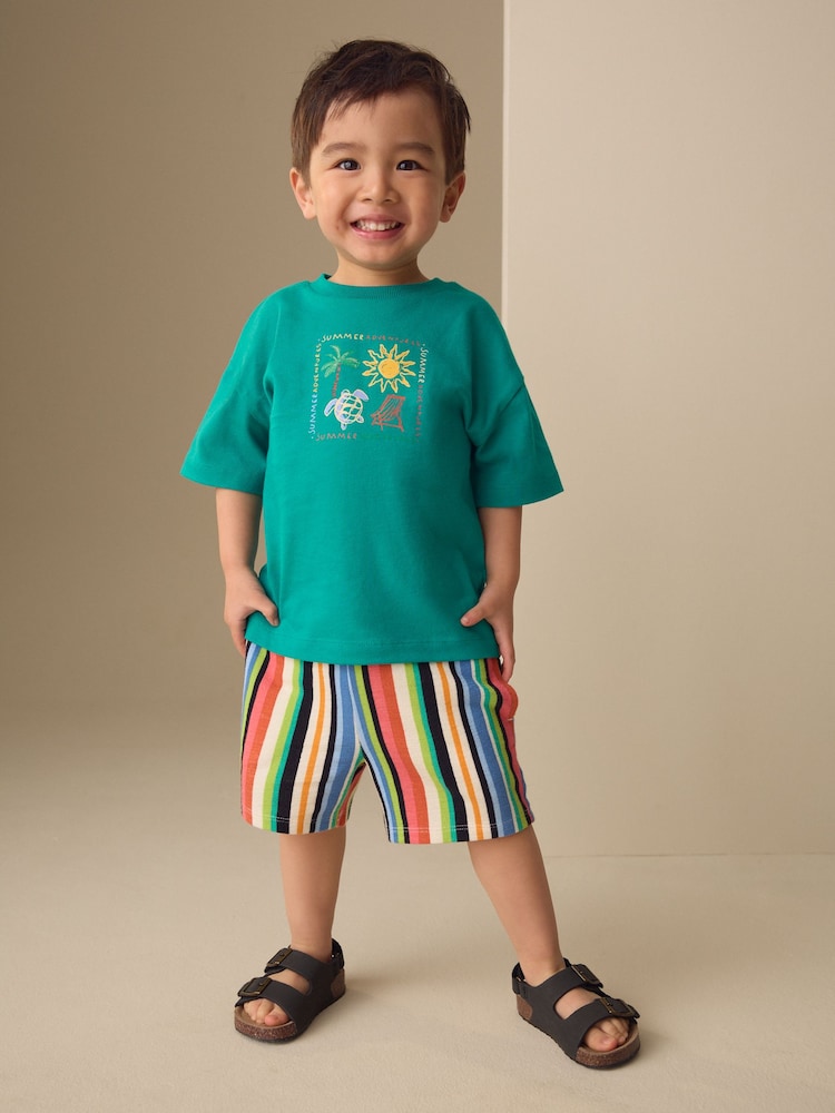 Green Beach Short Sleeve T-Shirt and Shorts Set (3mths-7yrs)