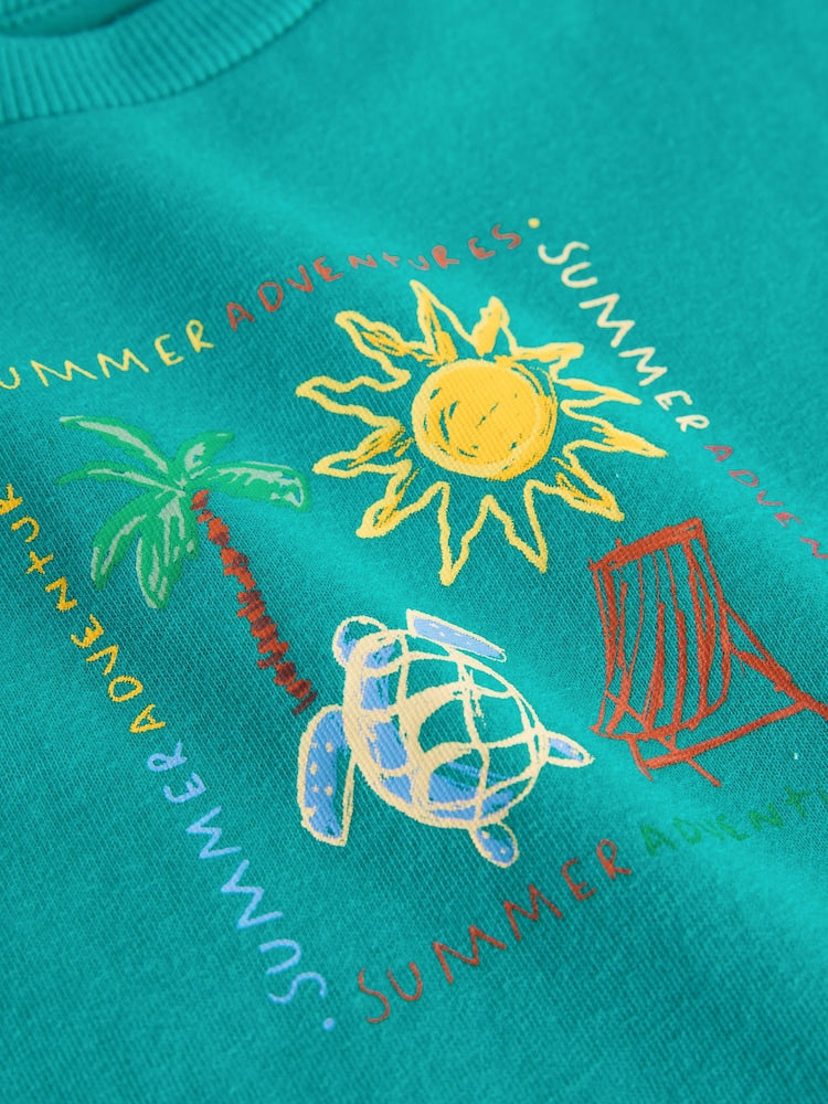 Green Beach Short Sleeve T-Shirt and Shorts Set (3mths-7yrs)