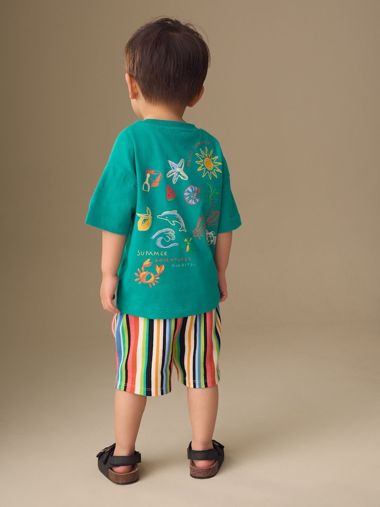 Green Beach Short Sleeve T-Shirt and Shorts Set (3mths-7yrs)