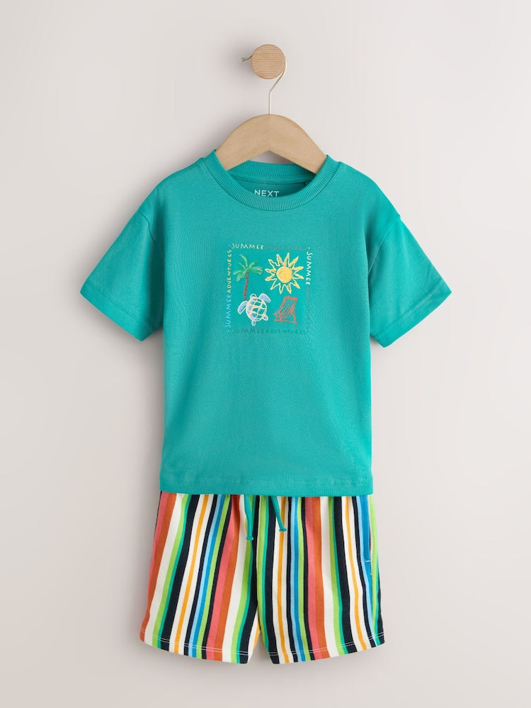 Green Beach Short Sleeve T-Shirt and Shorts Set (3mths-7yrs)
