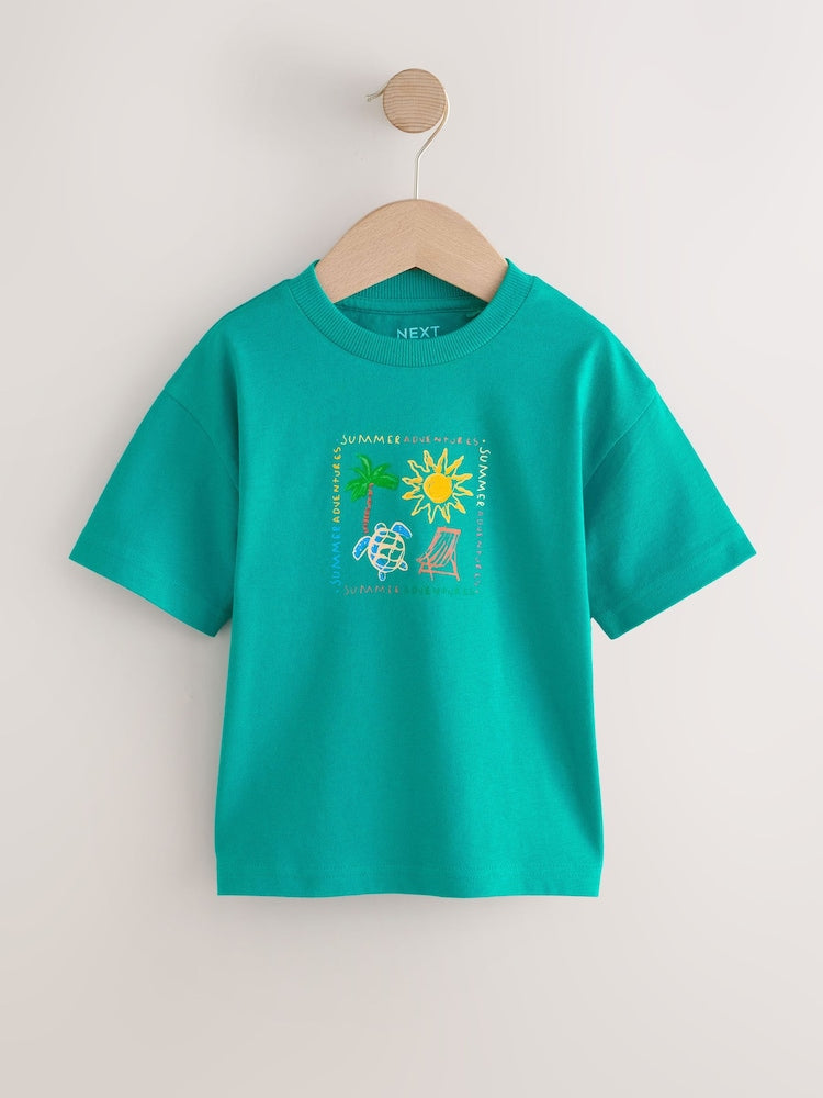 Green Beach Short Sleeve T-Shirt and Shorts Set (3mths-7yrs)