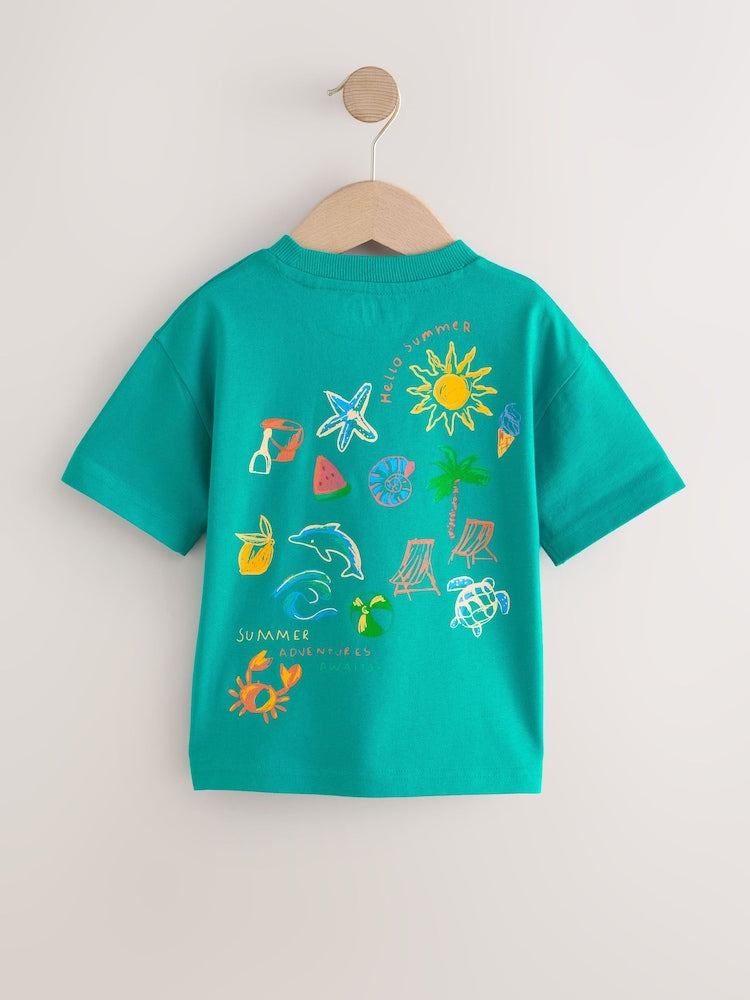 Green Beach Short Sleeve T-Shirt and Shorts Set (3mths-7yrs)