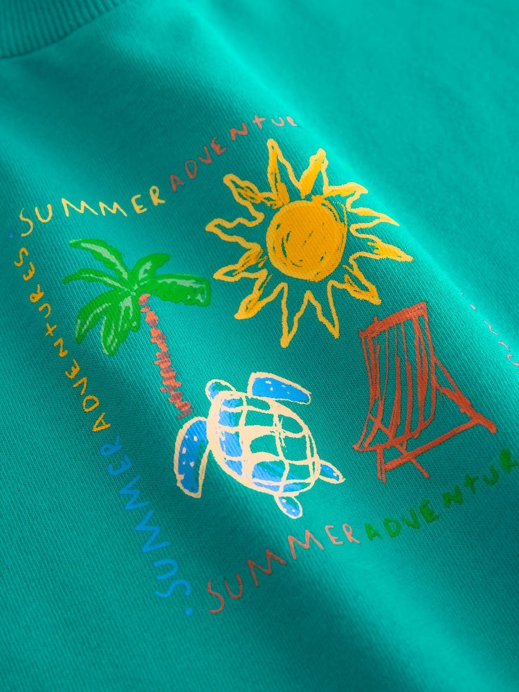 Green Beach Short Sleeve T-Shirt and Shorts Set (3mths-7yrs)