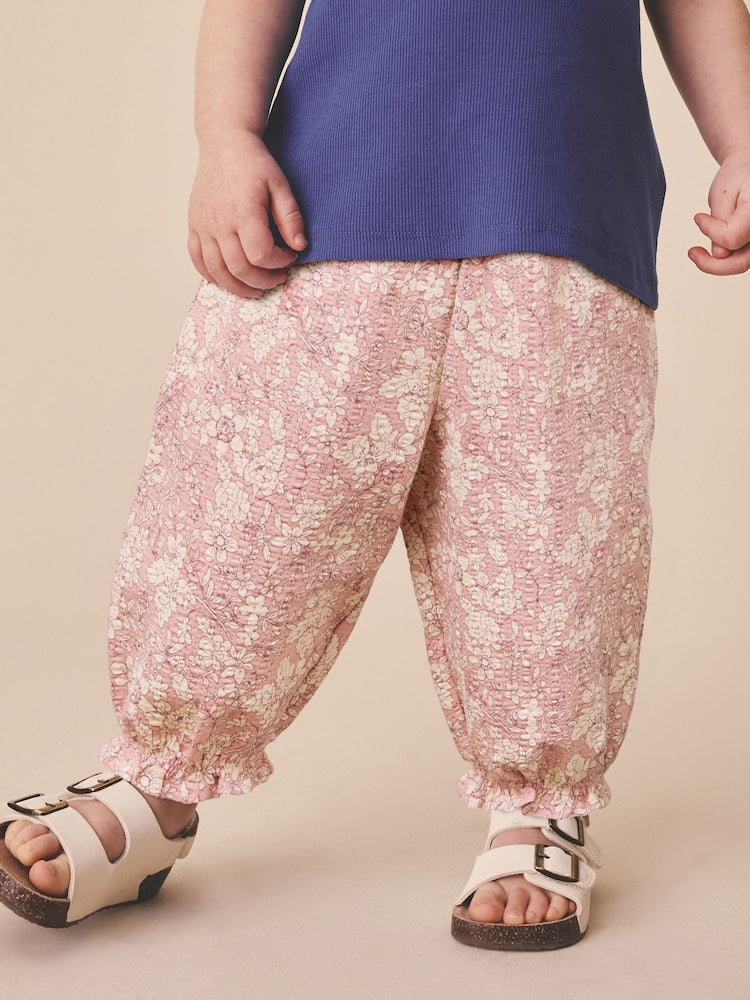 Orange Ditsy Floral Textured Bloomer Trousers (3mths-7yrs) - Size 3-6 Months (62-68cm)